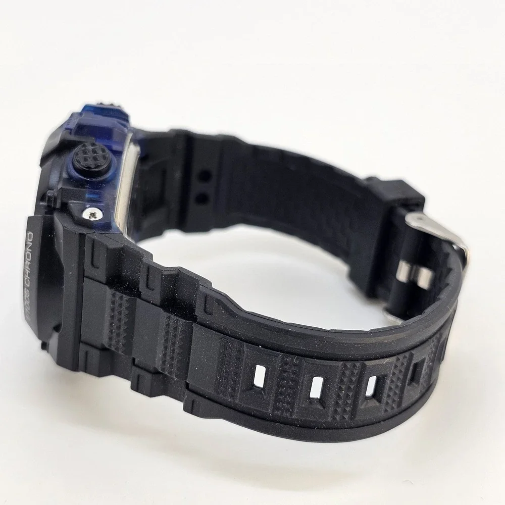 Men's Sports‎ Digital Watch 50MM Day Date Light Black Plastic Bands Working